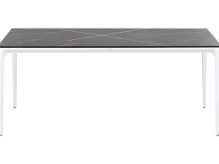 Havebord SOVARETO 180 cm 90 cm Marmor effekt Sort marmor