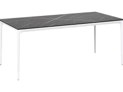 Havebord SOVARETO 180 cm 90 cm Marmor effekt Sort marmor
