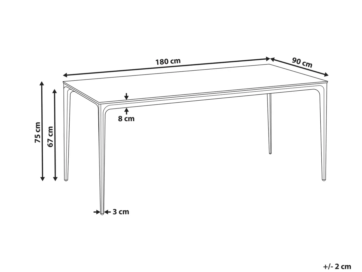 Havebord SOVARETO 180 cm 90 cm Marmor effekt Hvid marmor