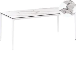 Havebord SOVARETO 180 cm 90 cm Marmor effekt Hvid marmor