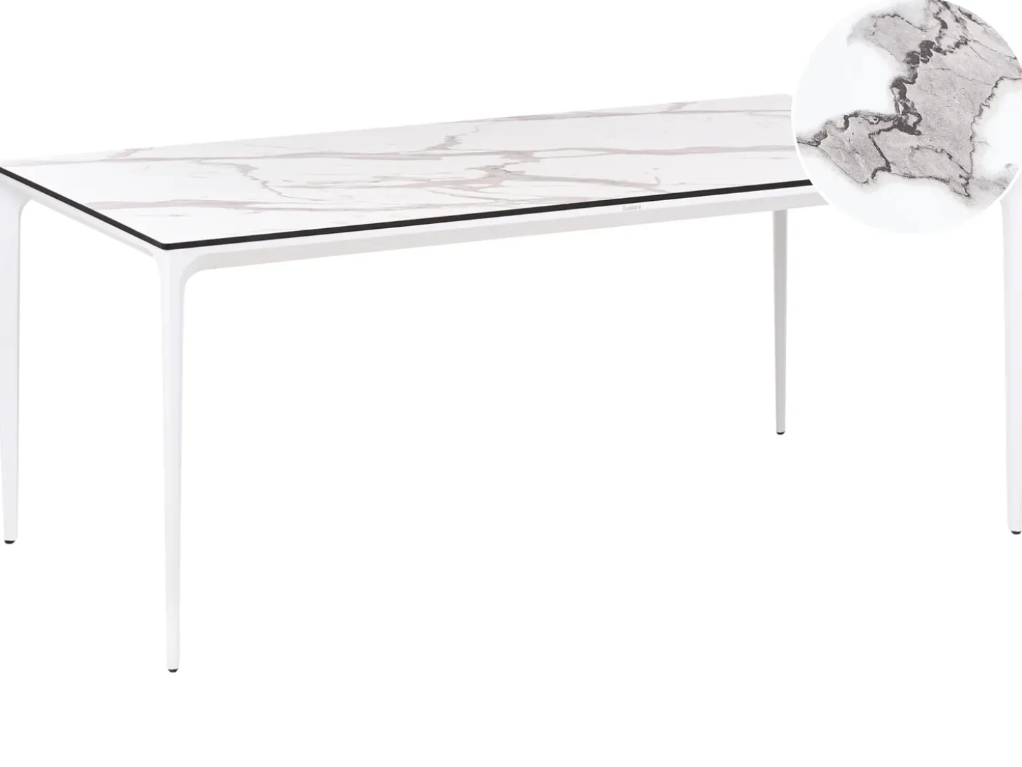Havebord SOVARETO 180 cm 90 cm Marmor effekt Hvid marmor