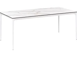 Havebord SOVARETO 180 cm 90 cm Marmor effekt Hvid marmor