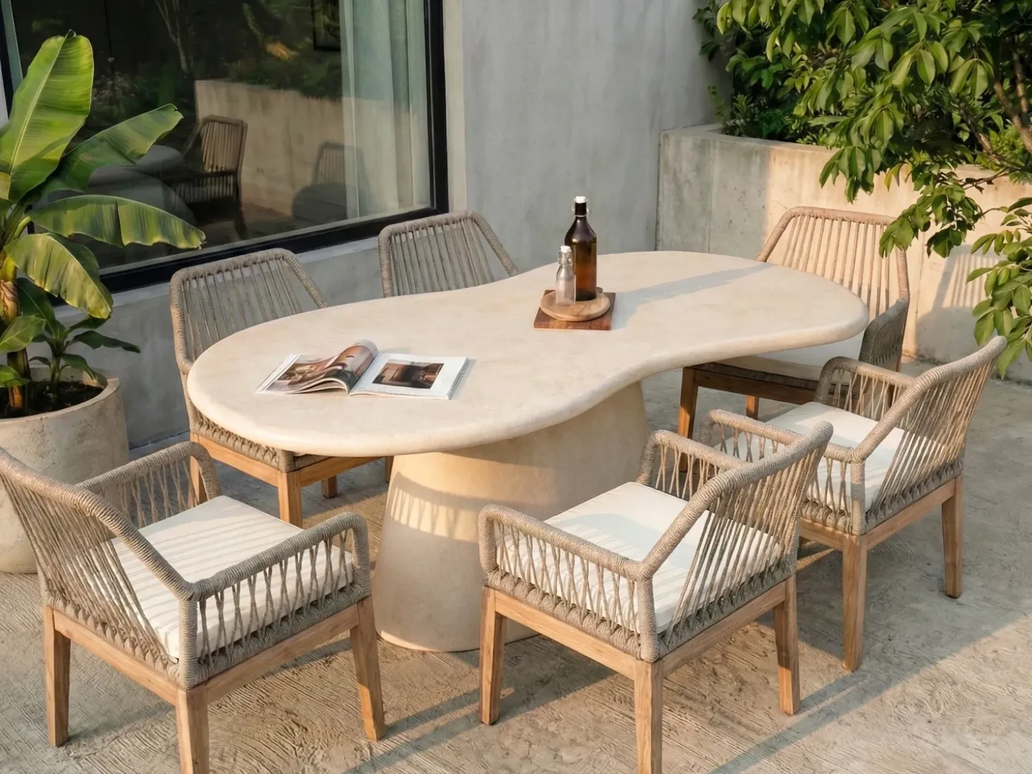 Havebord SPOLETO 200 cm 110 cm Beige