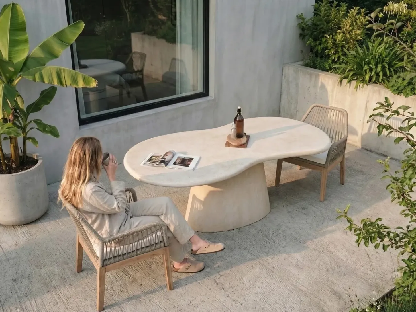 Havebord SPOLETO 200 cm 110 cm Beige