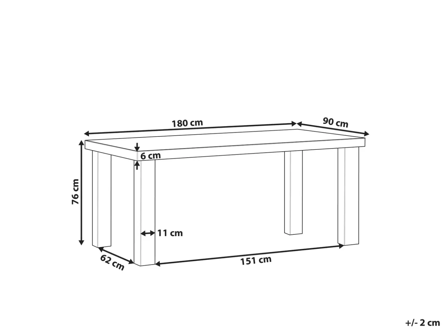 Havebord TARANTO 180 cm 90 cm Beton Grå