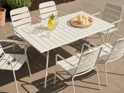Havebord TERENZO 160 cm 90 cm Metal Lys Beige
