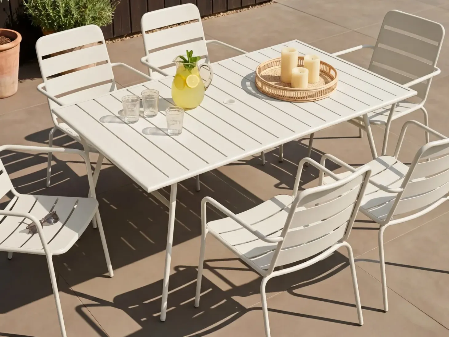 Havebord TERENZO 160 cm 90 cm Metal Lys Beige
