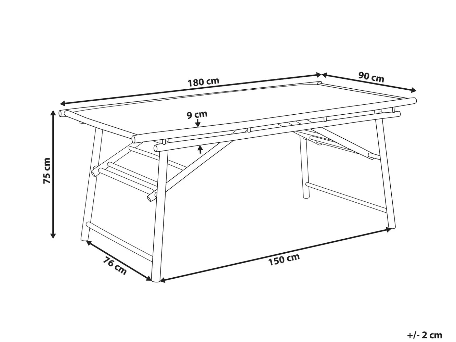 Havebord TINDARI 180 cm 90 cm Bambus Lysebrun