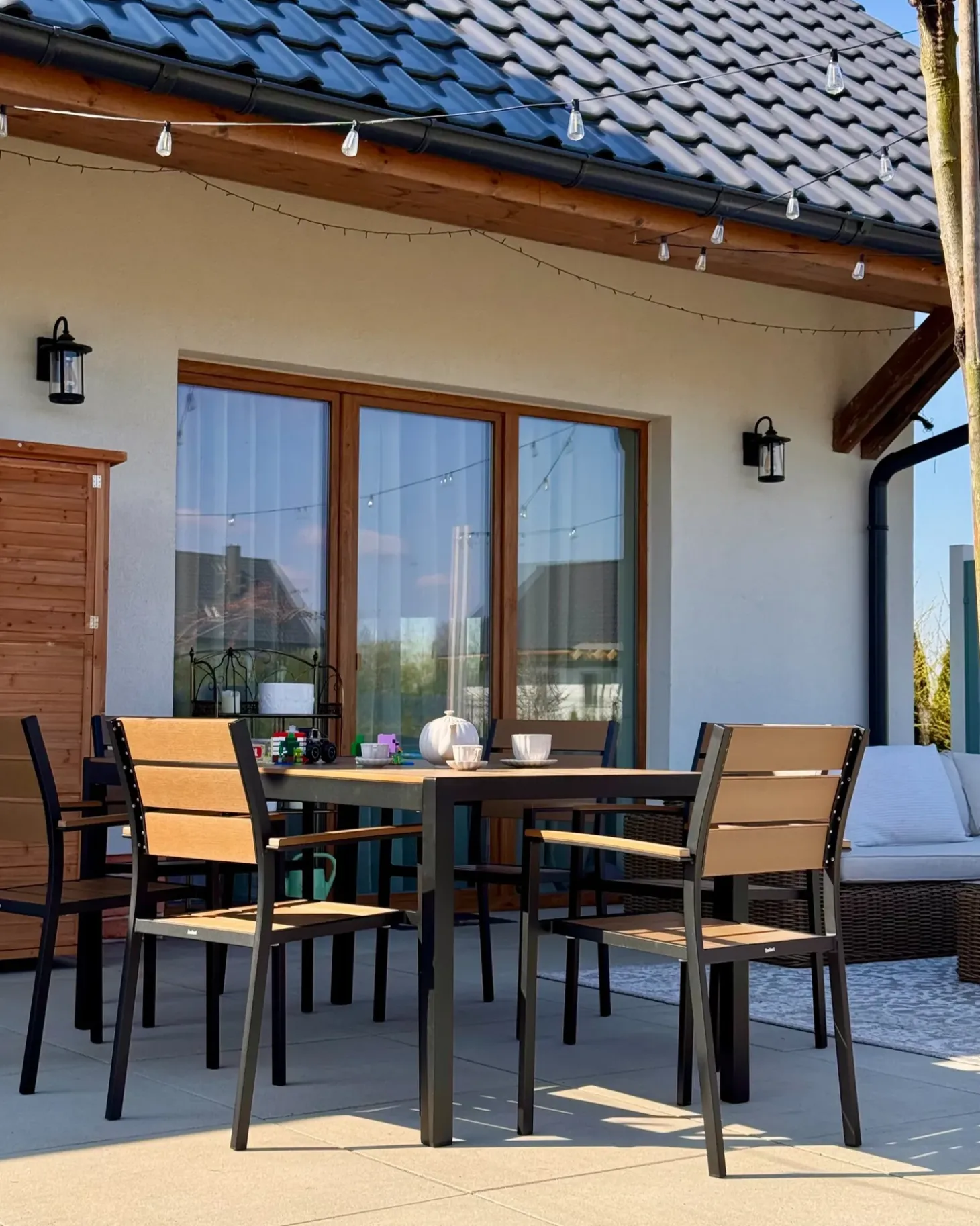 Havebord VERNIO 180 cm 90 cm Metal Brun/sort
