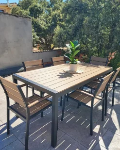 Havebord VERNIO 180 cm 90 cm Metal Brun/sort