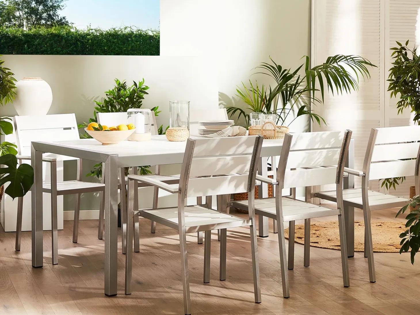 Havebord VERNIO 180 cm 90 cm Metal Hvid