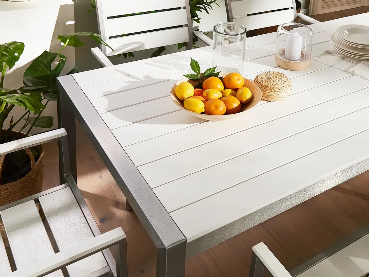 Havebord VERNIO 180 cm 90 cm Metal Hvid