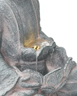 Havefontæne LED URLANTE Buddha Grå