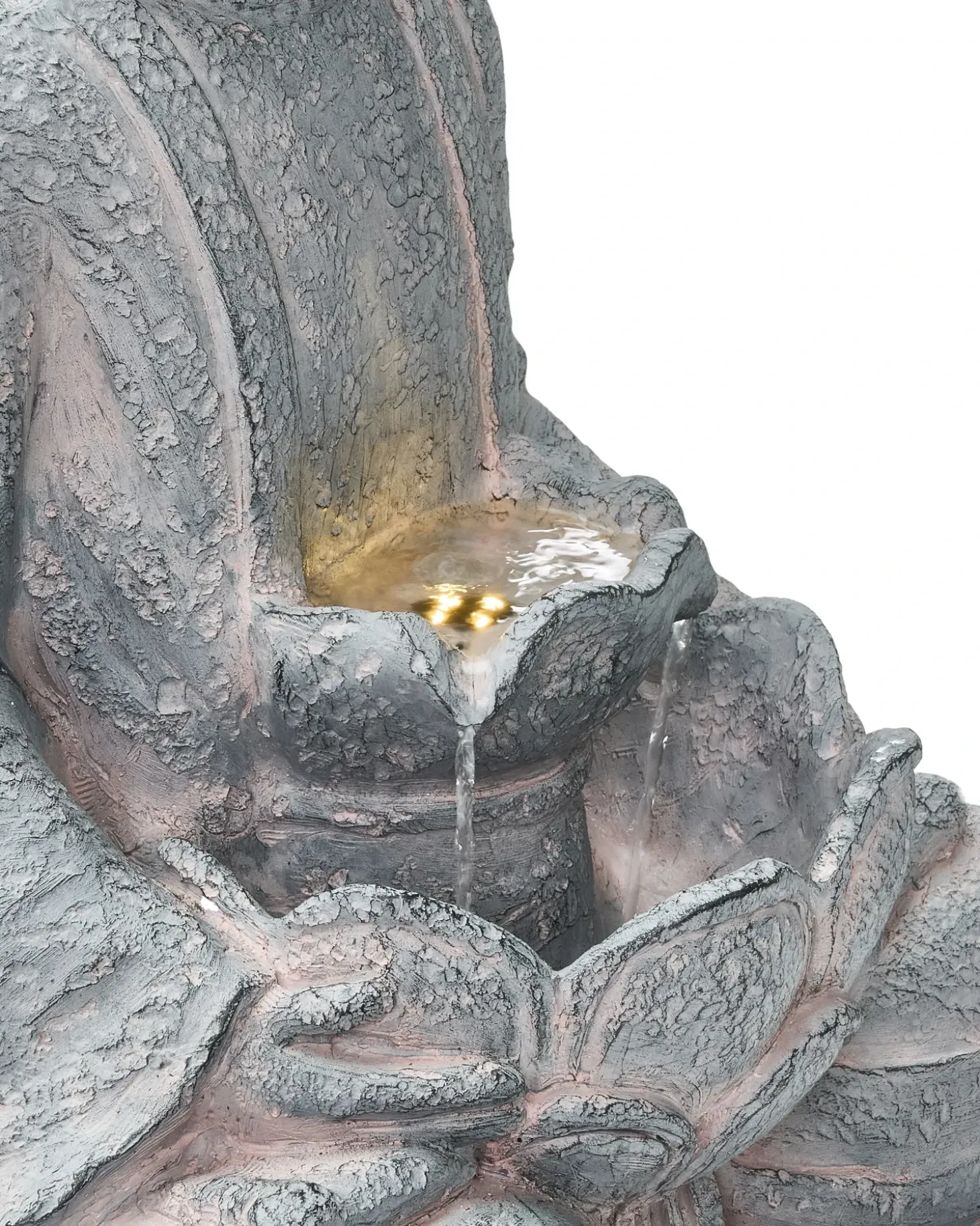 Havefontæne LED URLANTE Buddha Grå
