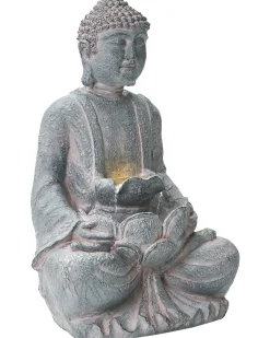 Havefontæne LED URLANTE Buddha Grå