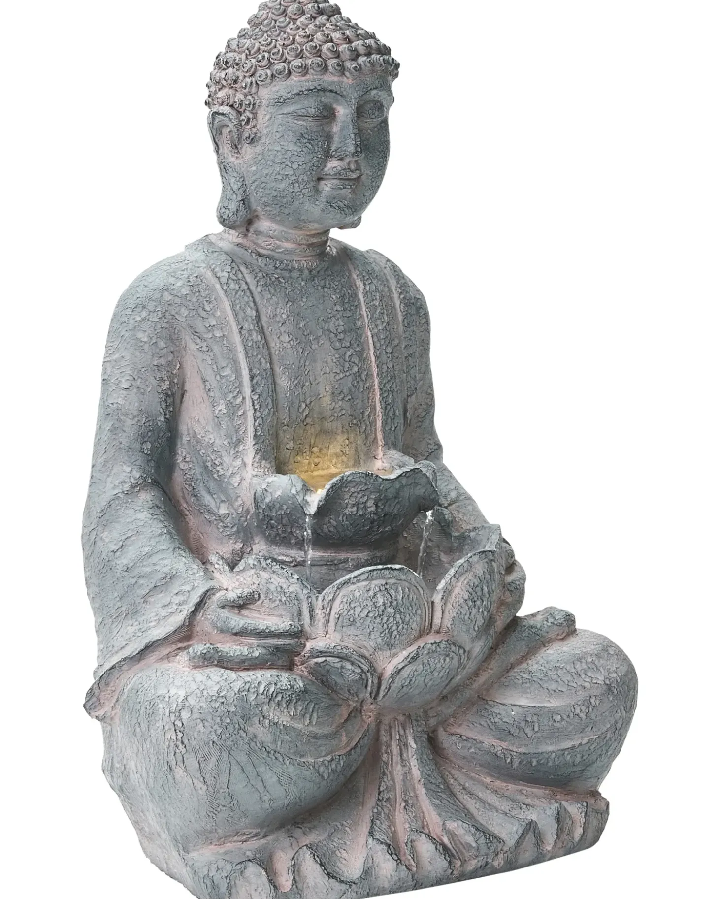 Havefontæne LED URLANTE Buddha Grå