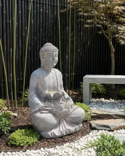 Havefontæne LED URLANTE Buddha Grå
