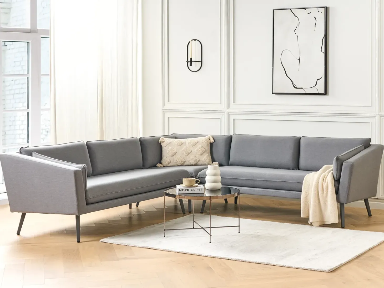 Have-hjørnesofa 5 personers LORETELLO Grå