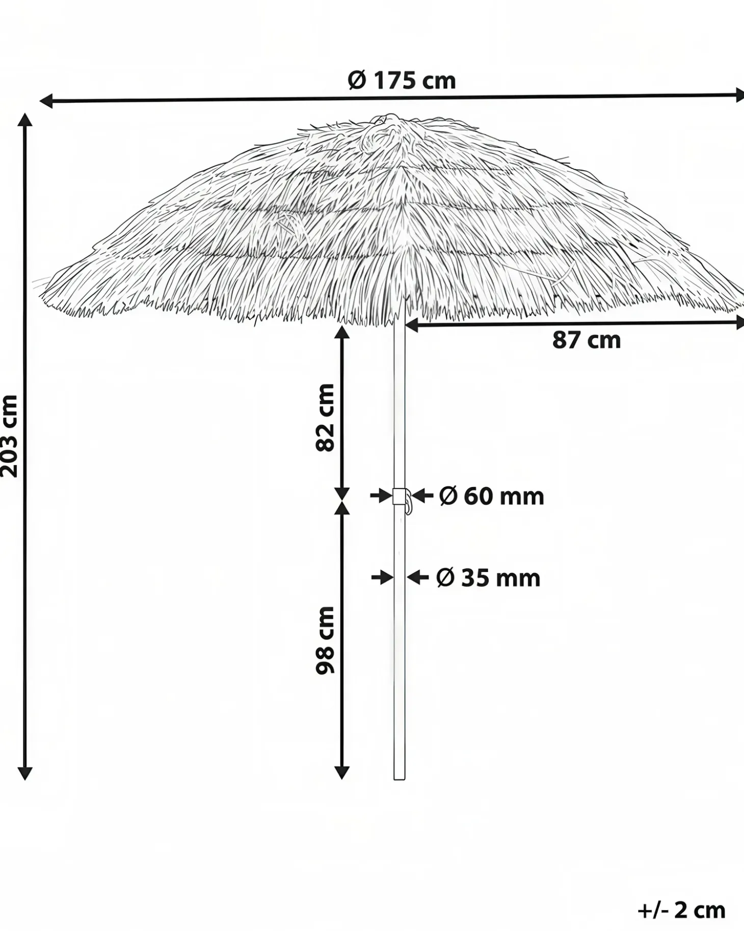 Haveparasol 175 cm CIVETTA Naturlig