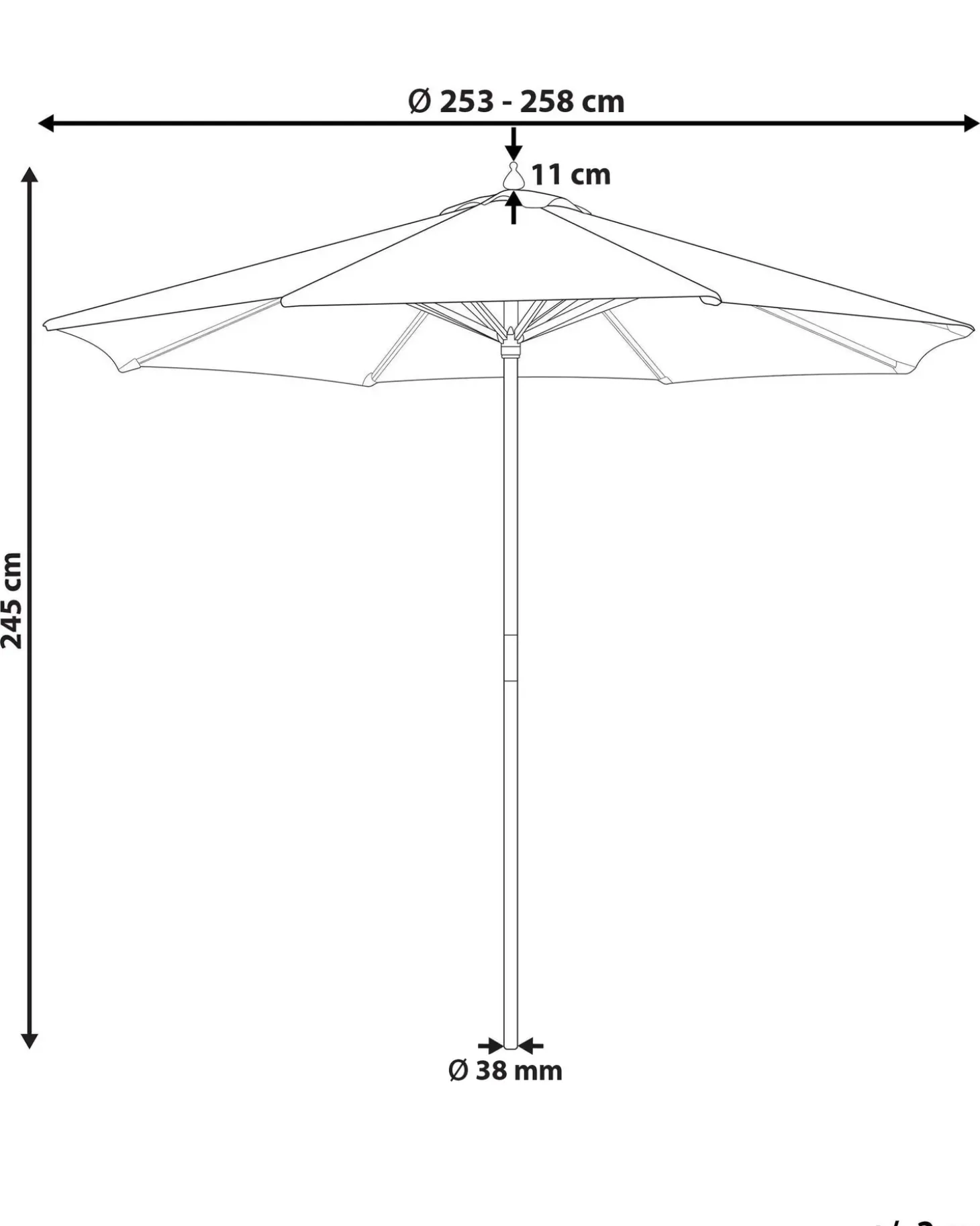 Haveparasol 260 cm FERENTILLO Beige/Hvid