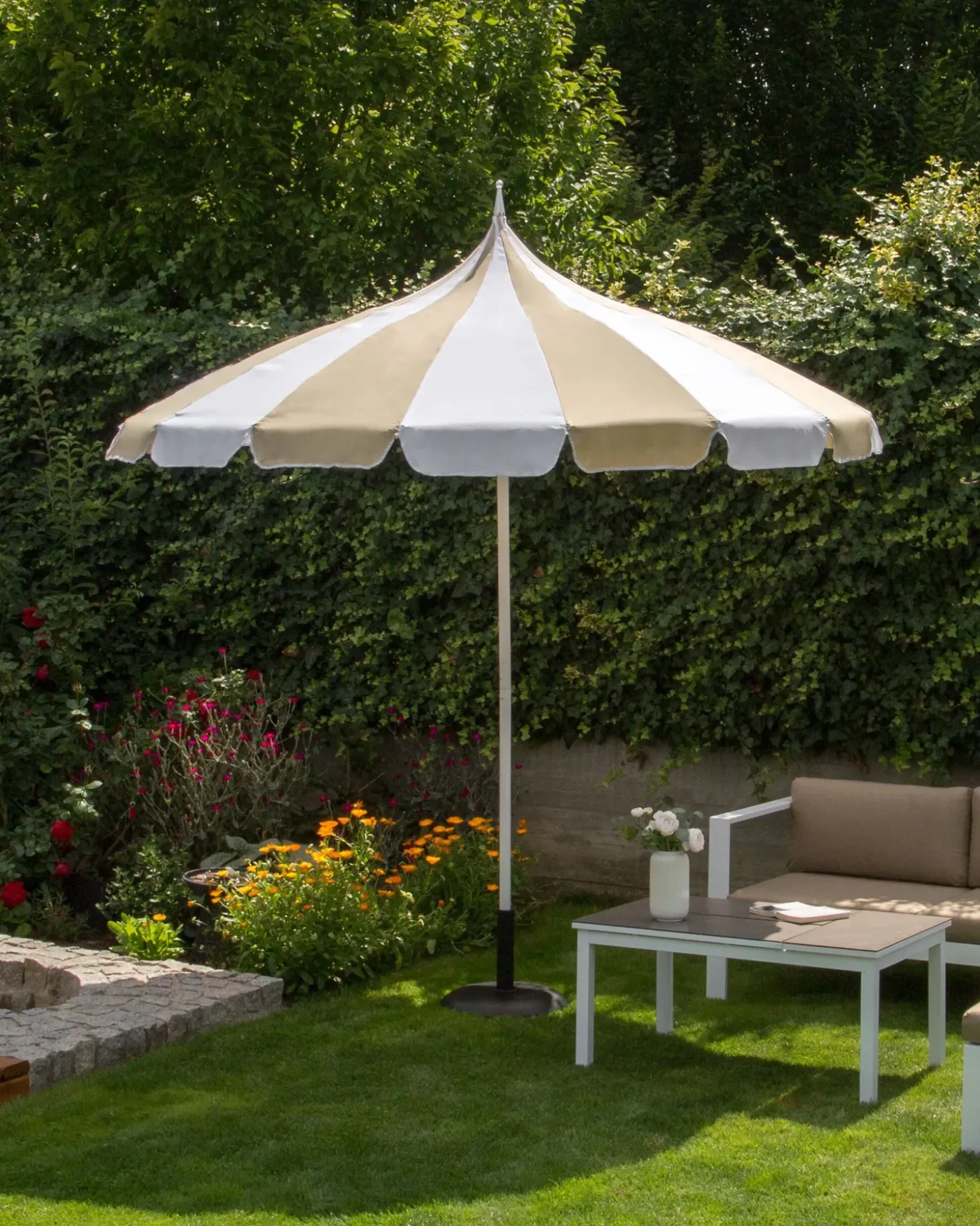 Haveparasol 245 cm MINOA Hvid/beige