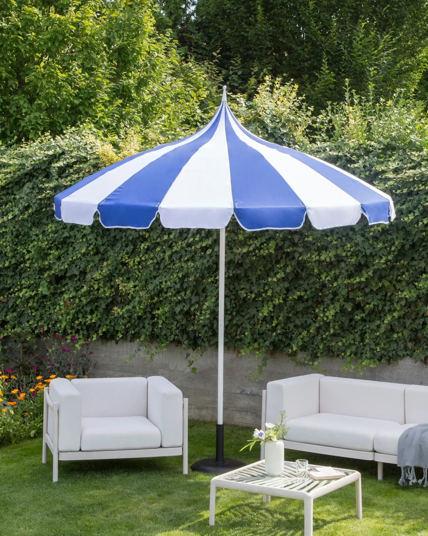 Haveparasol 245 cm MINOA Hvid/blå