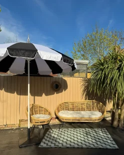 Haveparasol 245 cm MINOA Sort/hvid