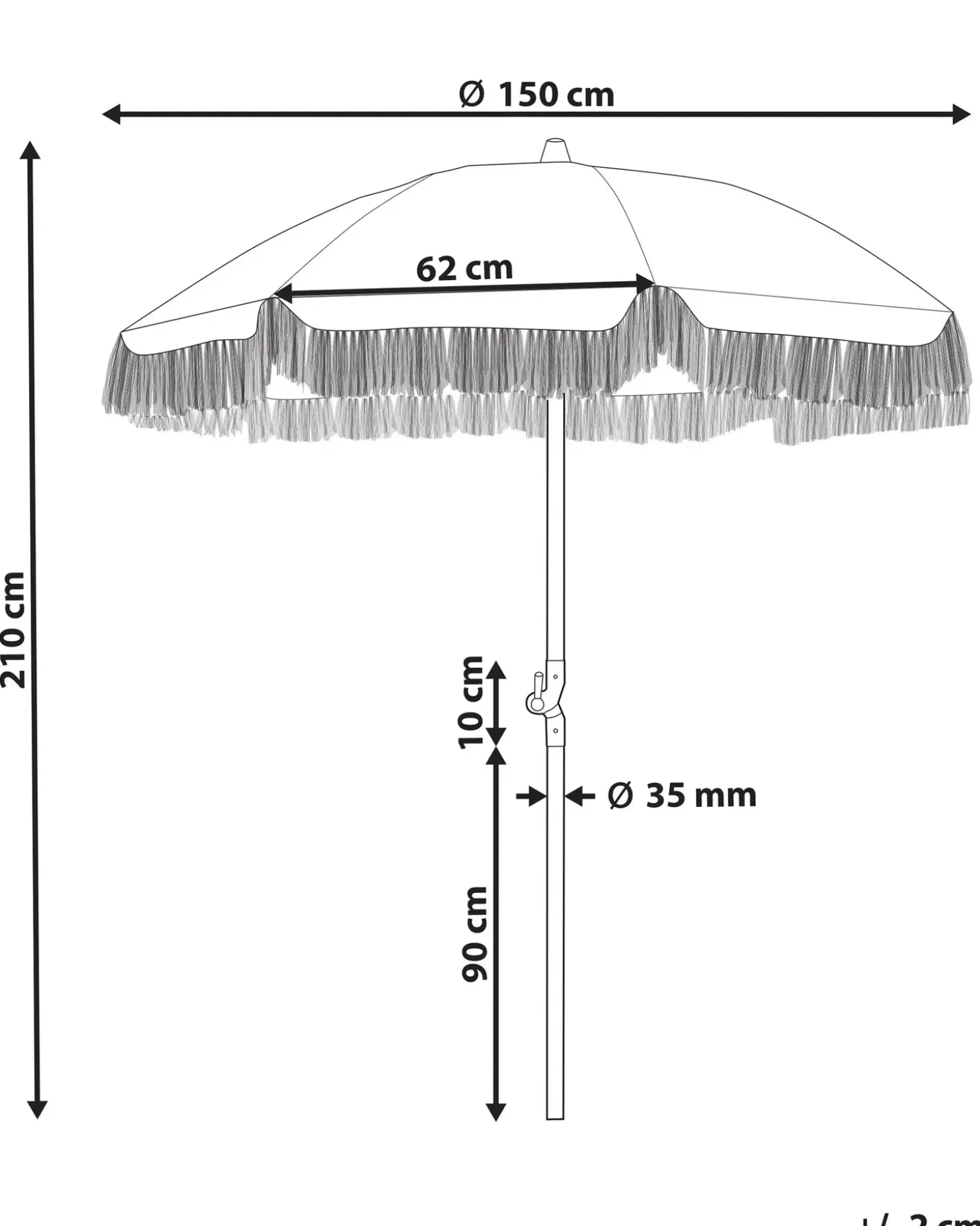 Haveparasol 150 cm MONDELLO Grøn