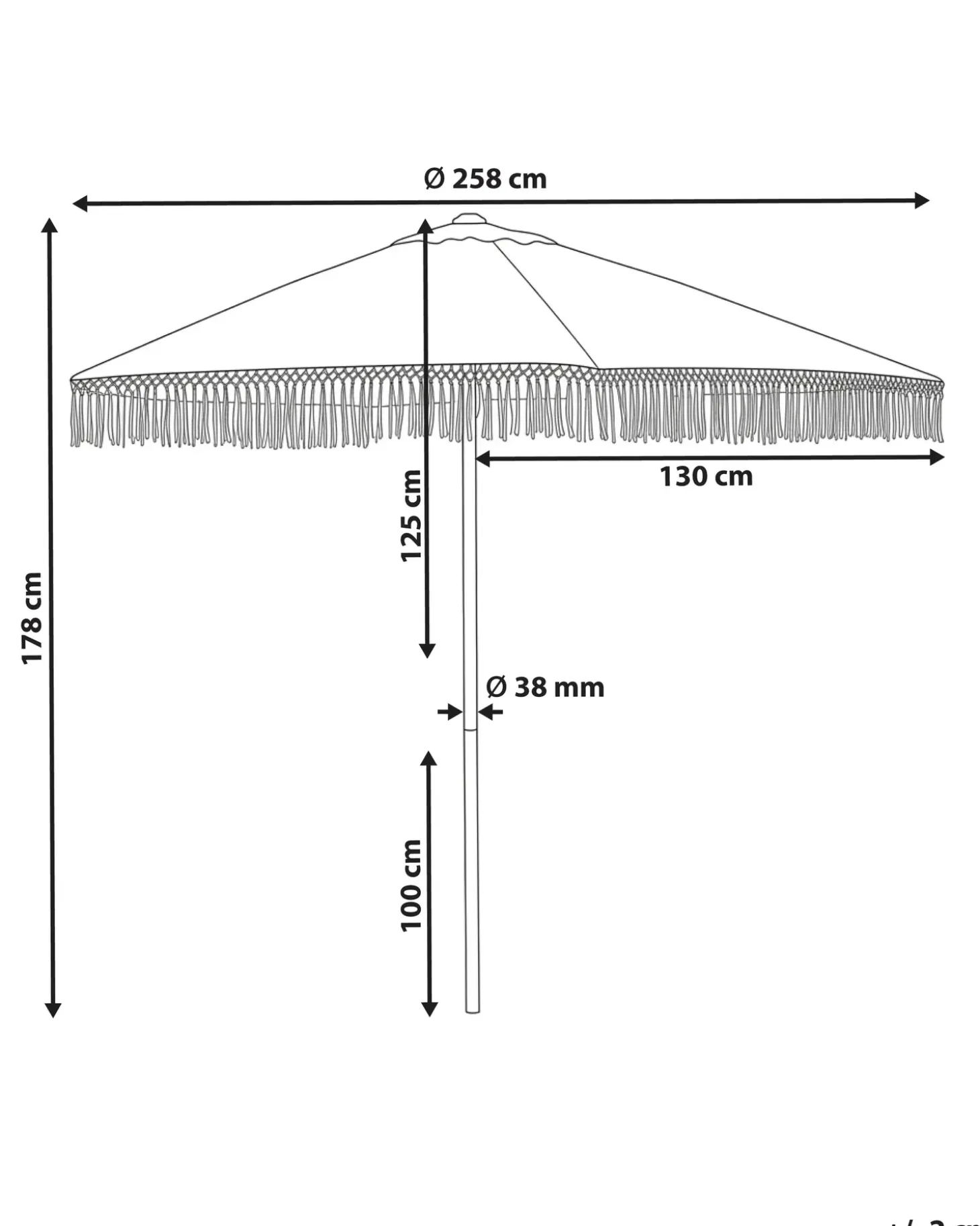 Haveparasol 258 cm MURASA Hvid