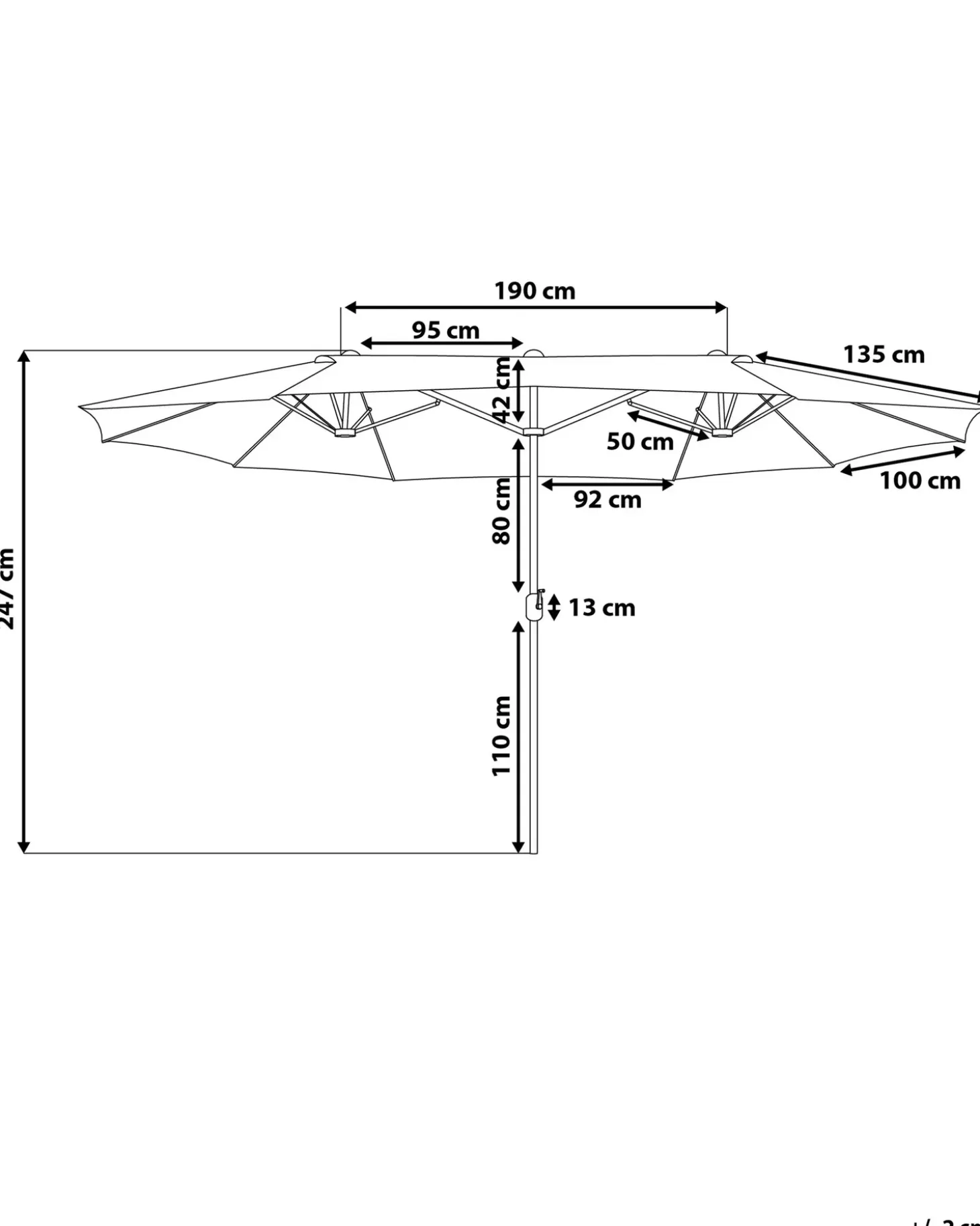 Haveparasol 460 cm SIBILLA Grå