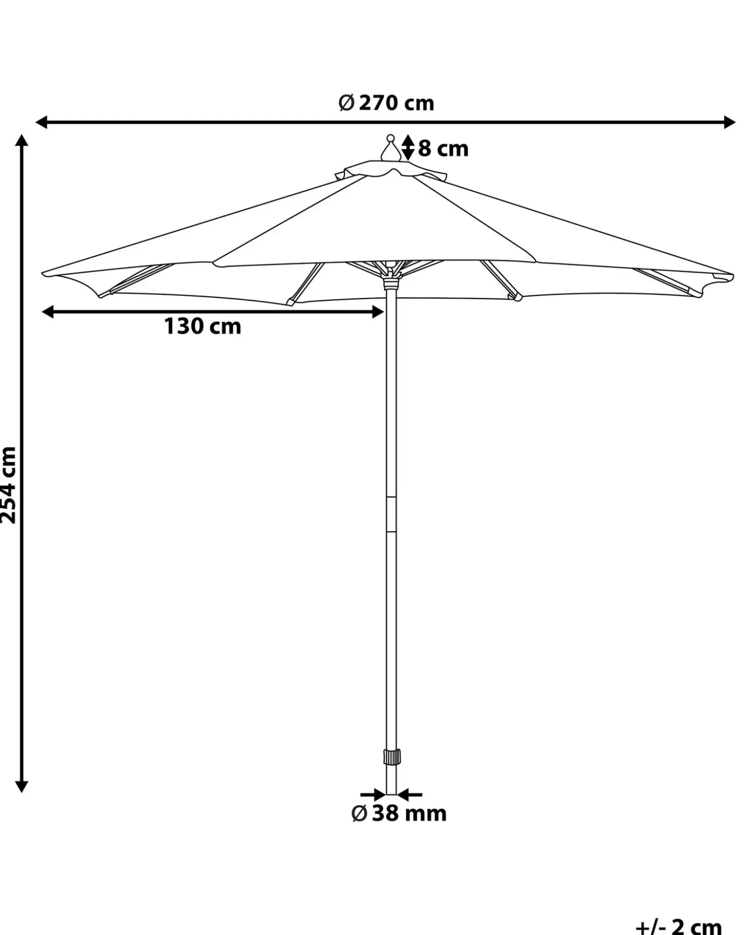 Haveparasol 270 cm TOSCANA Mørkegrå