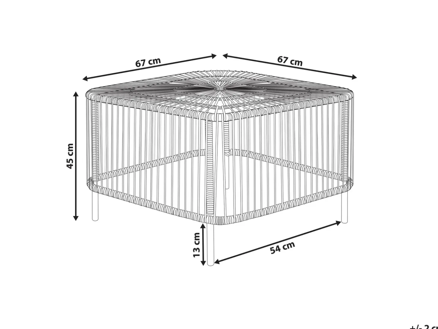 Havesofabord CESENATICO 67 cm 67 cm Rattan Naturlig