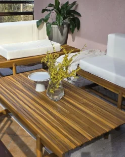 Havesofabord GIAVENO 145 cm 79 cm Akacietræ Brun