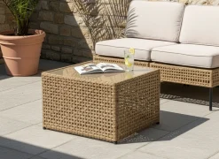 Havesofabord OMEGANA 66 cm 66 cm PE-rattan Beige