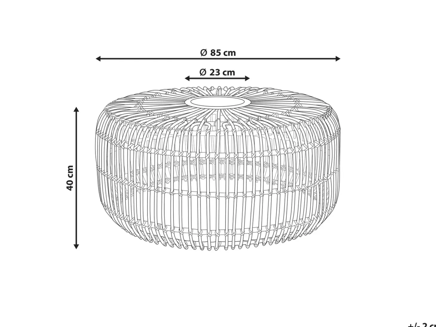 Havesofabord RANDAZZO 85 cm 85 cm Rattan Lysebrun