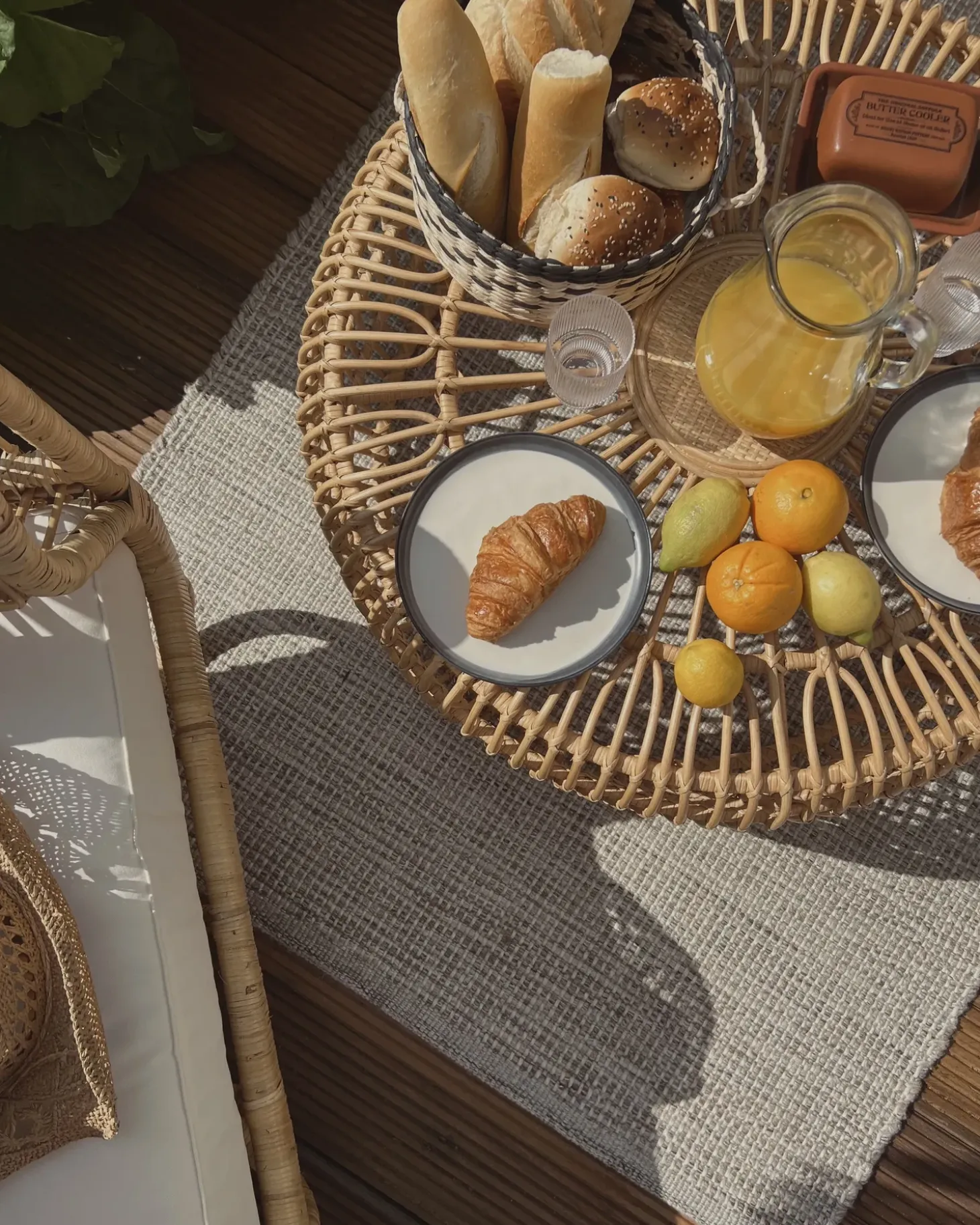 Havesofabord RANDAZZO 85 cm 85 cm Rattan Lysebrun