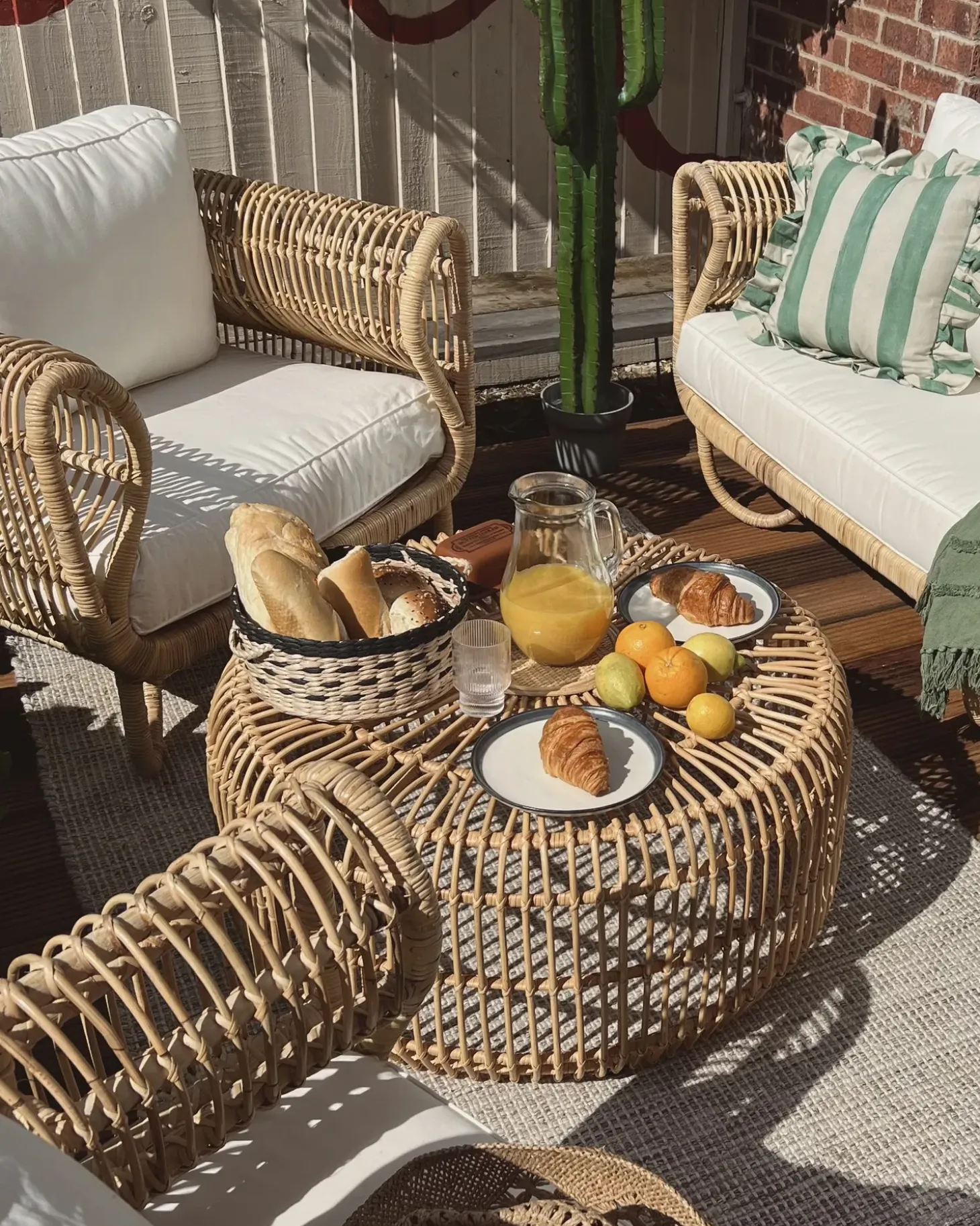 Havesofabord RANDAZZO 85 cm 85 cm Rattan Lysebrun