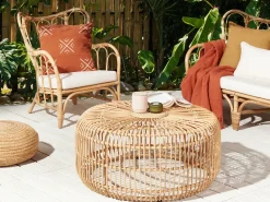 Havesofabord RANDAZZO 85 cm 85 cm Rattan Lysebrun