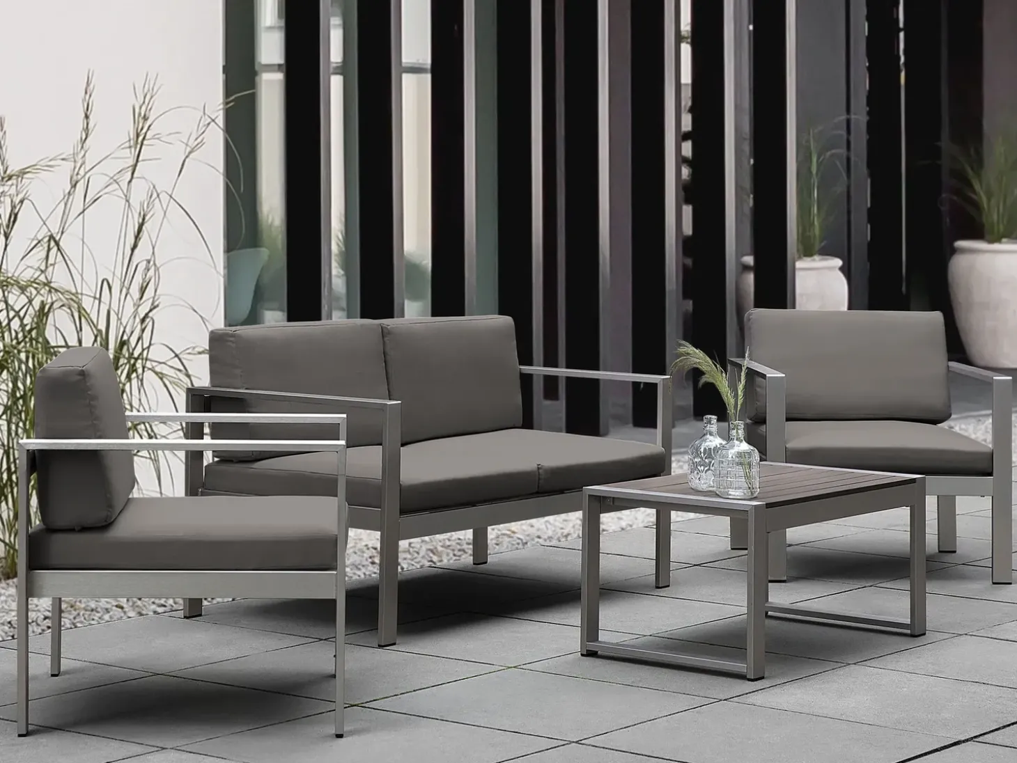 Havesofabord SALERNO 90 cm 50 cm Metal Mørkegrå