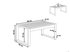 Havesofabord SALERNO 90 cm 50 cm Metal Mørkegrå