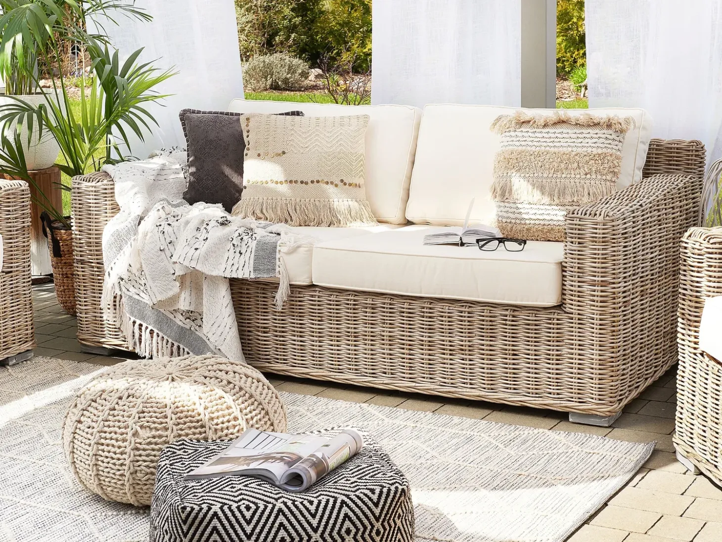Havesofa 2 personers ARDEA Rattan Lysebrun