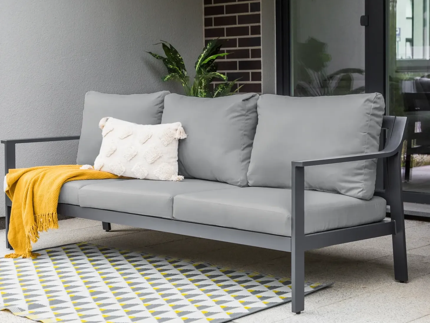 Havesofa 3 personers KIATO Metal Mørkegrå