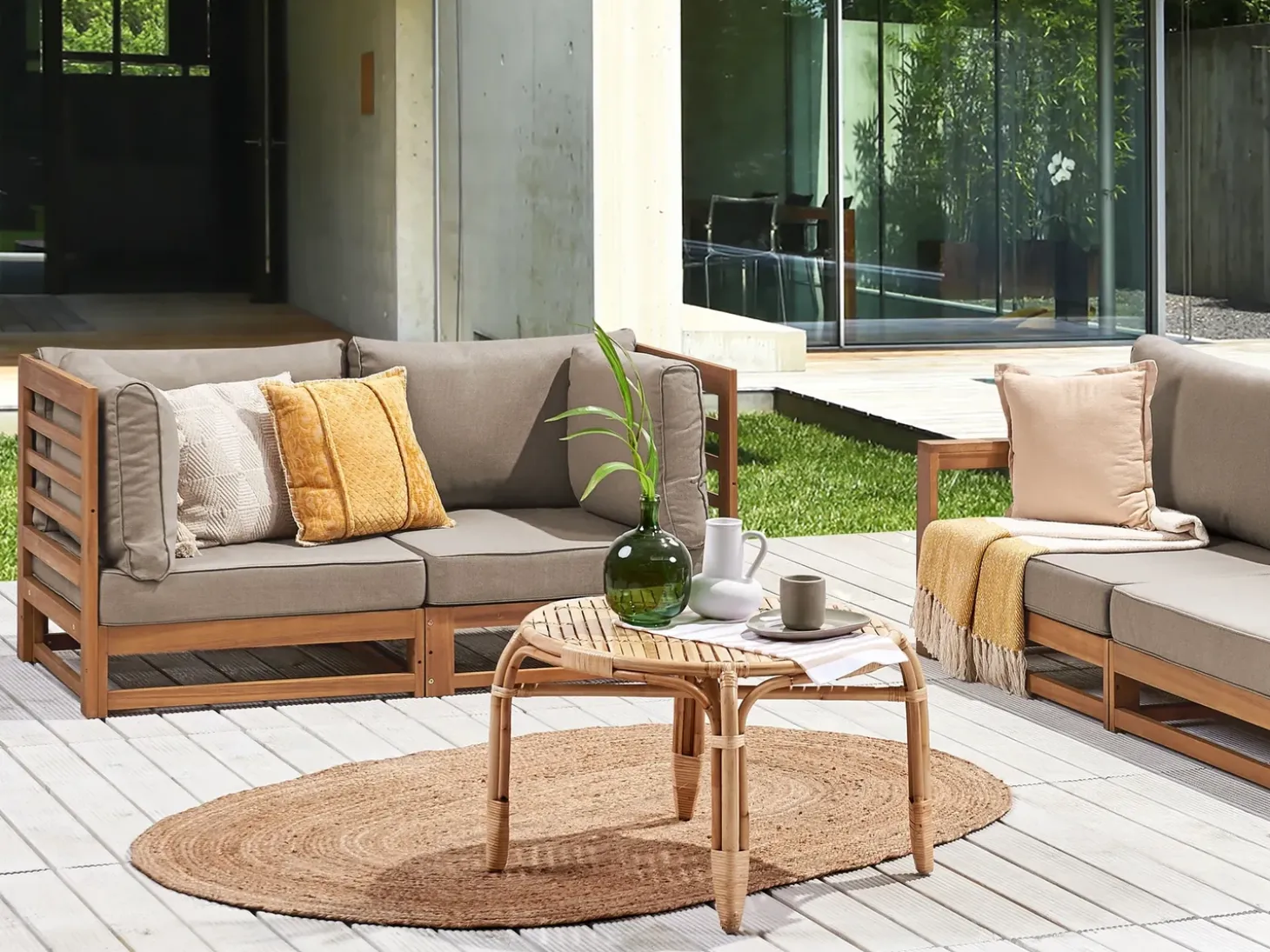 Havesofa 2 personers TRANI Certificeret akacietræ Lysebrun