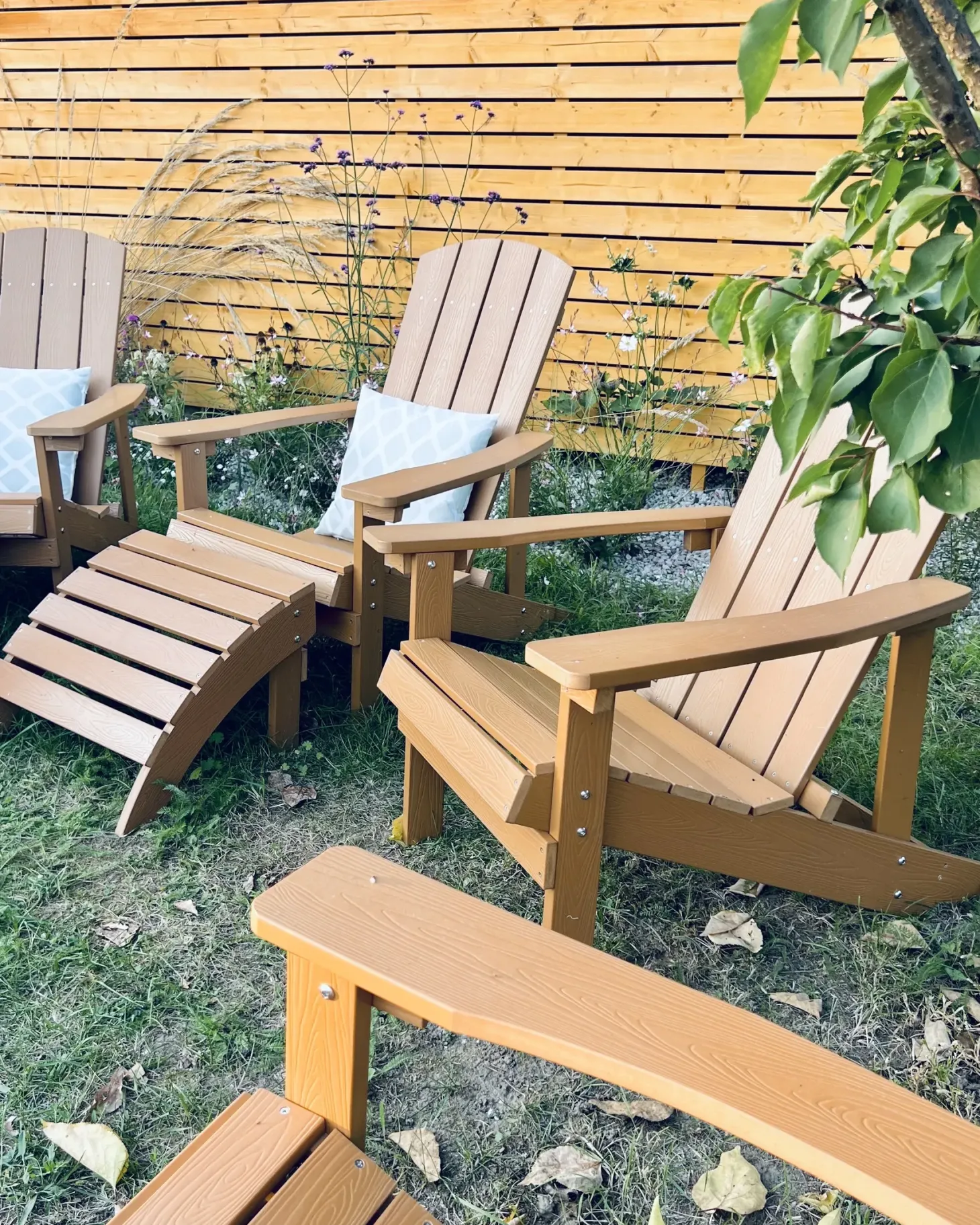 Havestol ADIRONDACK med fodskammel Brun