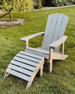 Havestol ADIRONDACK med fodskammel Lysegrå