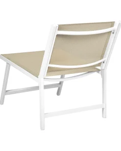 Havestol MARCEDDI med fodskammel Metal Hvid/beige
