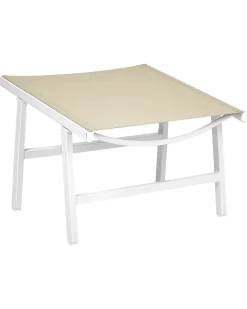 Havestol MARCEDDI med fodskammel Metal Hvid/beige