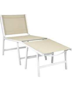 Havestol MARCEDDI med fodskammel Metal Hvid/beige