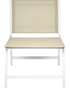 Havestol MARCEDDI med fodskammel Metal Hvid/beige