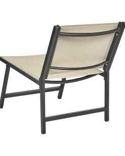 Havestol MARCEDDI med fodskammel Metal Beige